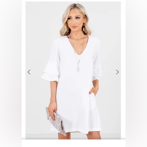 Lush White V-Neck Dress